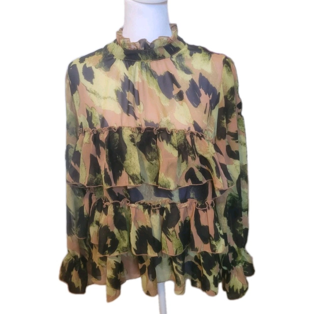 Aydson Parker Tiered‎ Ruffle Chiffon Blouse